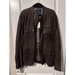 Men's Lucky Brand Leather Jacket XXL Brown